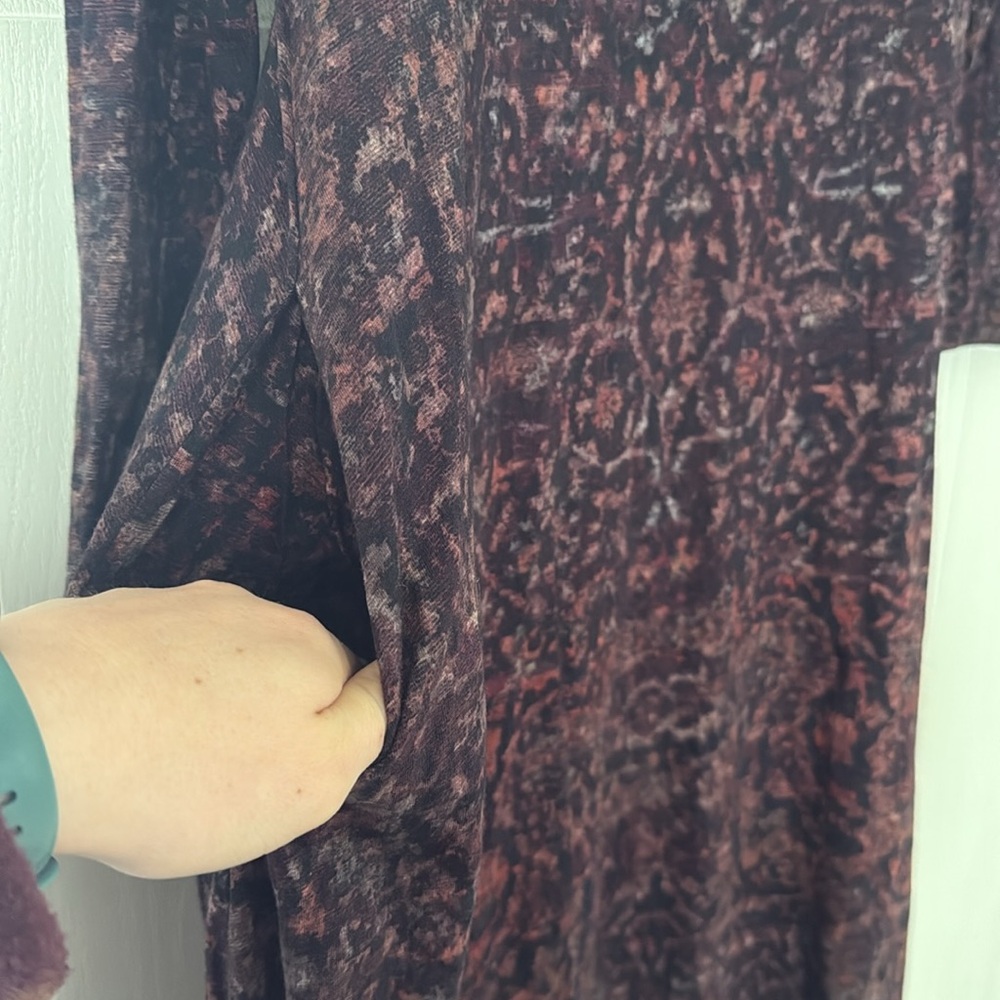 Soft Surroundings Burgundy Long Sleeve Maxi Dress - Picture 4 of 7